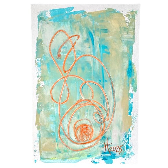 Tipping Point Original Wall Art Acrylic Painting Matted 8x10in Frame Ready - Picture 2 of 5